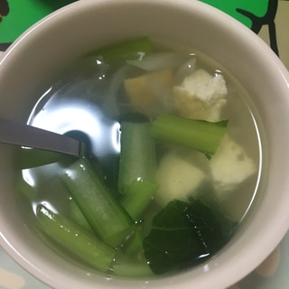 小松菜と厚揚げの中華スープ